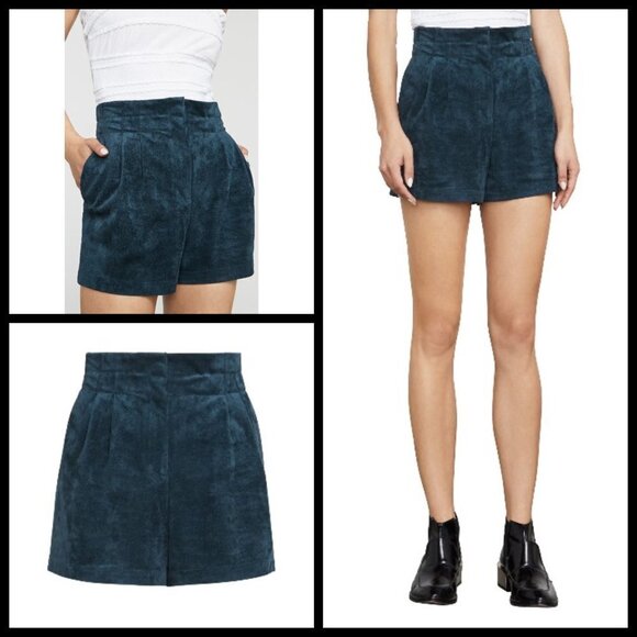 💕BCBGMAXAZRIA💕 Symon Faux Suede Shorts ~ Teal - Picture 3 of 14